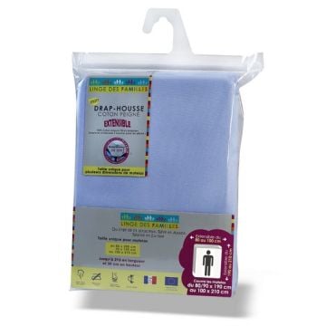 DRAP HOUSSE 80 A 100CM X 190 A 210CM LINGE DES FAMILLES PLURIEL DH 80-100 BLEU